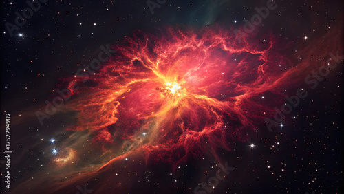 Fototapeta Naklejka Na Ścianę i Meble -  space explosion with a red star