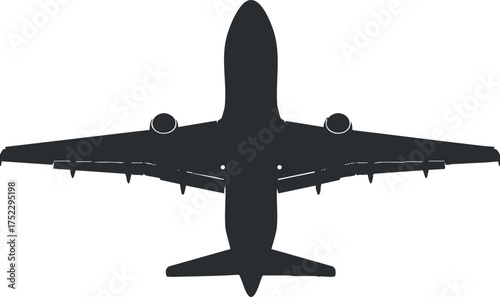 Silhouette of an airplane viewed from above, symbolizing air travel and aviation.