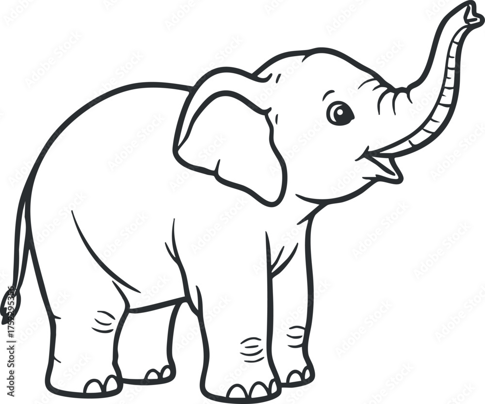 Fototapeta premium A cute cartoon elephant with a playful expression and large ears, perfect for children's designs.