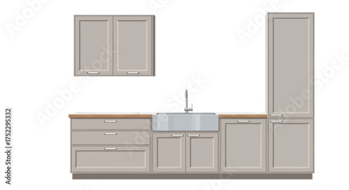 Kitchen Cabinet Set with Sink Drawers and Overhead Cabinet.