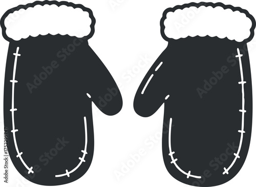 Illustration of cozy mittens with a fluffy trim perfect for winter activities and fashion.