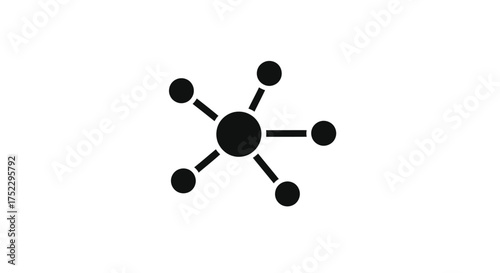 Black network connection icon with a central hub and multiple connected nodes.