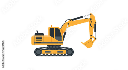 Yellow Excavator Machine with Bucket and Tracks.
