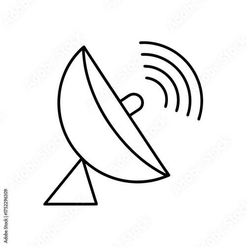 Satellite dish sending waves on transparent background