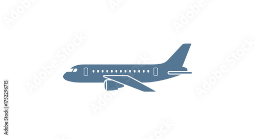 Blue Airplane Icon Depicting Air Travel and Transportation.