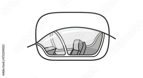 Simplified Airplane Cockpit Interior with Seats and Windows.