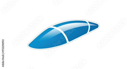 Sleek blue aerodynamic cockpit canopy with a reflective glass surface and white panel lines.