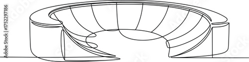 Skateboard Ramp Illustration, Half Pipe Design, Extreme Sports Outline Art.