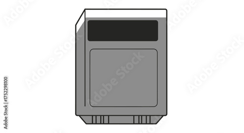 Simple grayscale line art illustration of a household washing machine appliance.