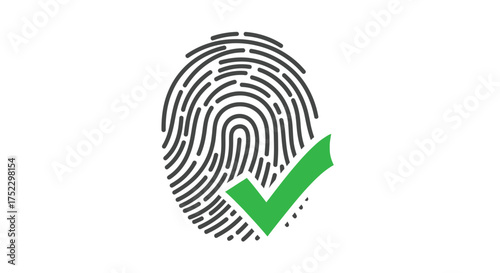 Fingerprint with Green Check Mark Authentication Approved.
