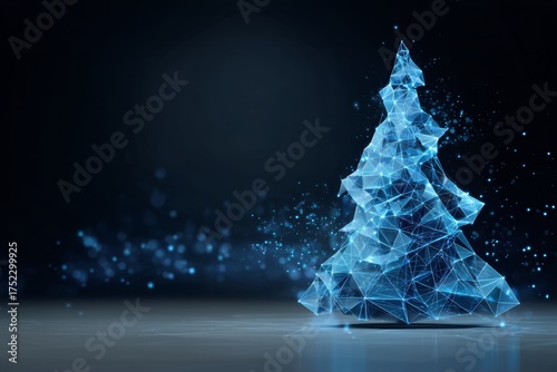 Stylish LED Glowing Christmas Tree Design Illuminated in a Dark Space