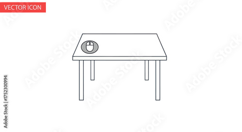 Simple Vector Illustration of a Desk with Mouse on Top.