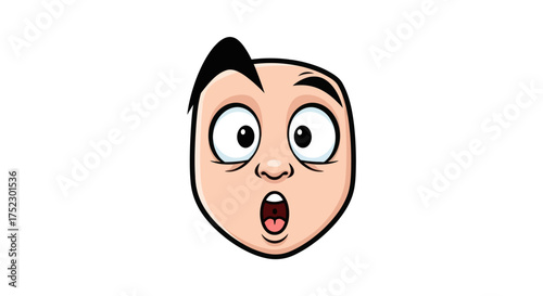 Cartoon face with wide eyes and open mouth expressing shock or surprise.