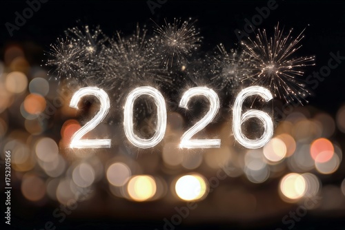 Bright Fireworks Welcome the New Year 2026 in a Festive City Celebration