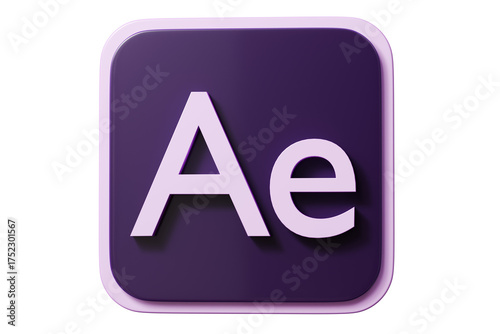 3d ae app button icon. motion graphics vfx concept. Minimal cartoon motion design compositing animation logo for app store banner. isolated on white background. 3d render.