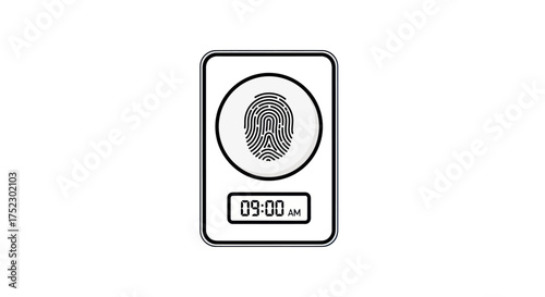 Fingerprint Time Clock Icon for Biometric Attendance System.