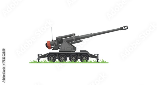 Detailed Illustration of a Modern Military Artillery Gun.
