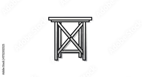 Simple Wooden Table with X-Shaped Support Structure Minimalist Design.