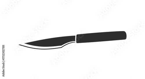 Sharp black silhouette knife with handle simple vector icon.