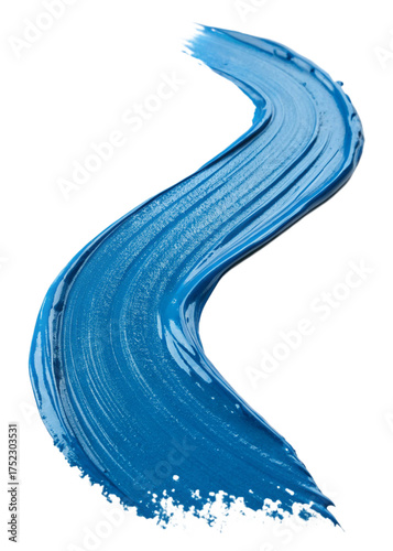 wavy brushstroke of blue paint isolated on white