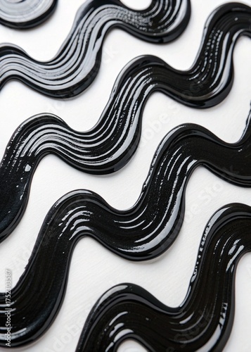 abstract seamless background, wavy, raised pattern in black paint