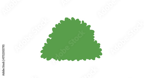 Green Bush Illustration with Rounded Shape and Dense Foliage.