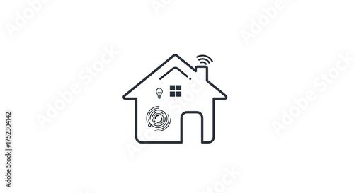 Minimalist Outline of a Smart Home with Connected Devices.