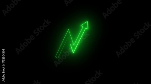 Glowing neon arrow up sign business