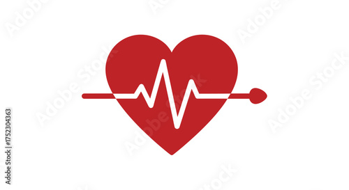Red Heart Symbol with EKG Line Representing Health.