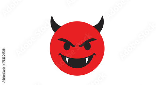 Red Devil Emoji with Sharp Teeth and Horns.