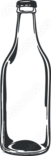 An empty glass bottle illustration suitable for beverage packaging and design mockups