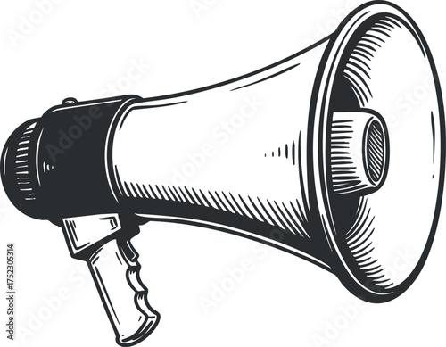 Illustration of a megaphone used for announcements and public speaking events.
