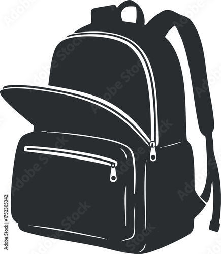 A stylish black backpack with multiple compartments ideal for school travel and outdoor activities.