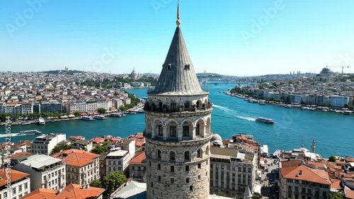 Aerial View of Galata Tower and Istanbul Cityscape