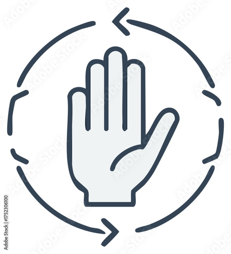 Refresh or rotate hand gesture icon for user interface elements and digital applications