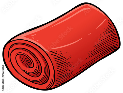 Rolled Red Yoga Mat Illustration