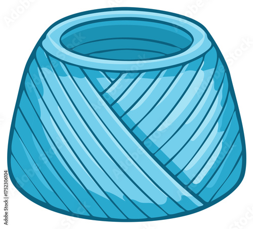 Teal Yarn Ball Cartoon Illustration