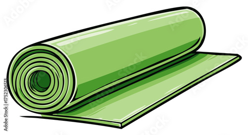 Green Rolled Exercise Mat Vector Illustration for Fitness and Wellness Activities