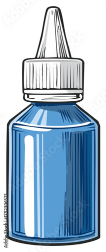 Vibrant blue eyedropper bottle illustration with a white cap, perfect for medical or cosmetic liquid packaging.