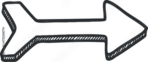 A hand-drawn sketch of a directional arrow pointing to the right.