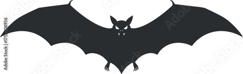 A stylized black silhouette of a bat with outstretched wings.