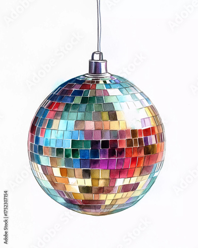 Colorful Watercolor disco ball