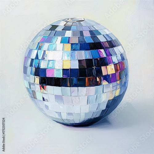 Silver Disco Ball Watercolor