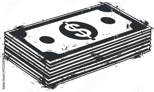 Illustration of a stack of money depicting cash and currency for financial themes