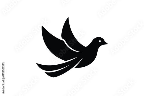 Graceful dove flying upwards clean vector icon on white background