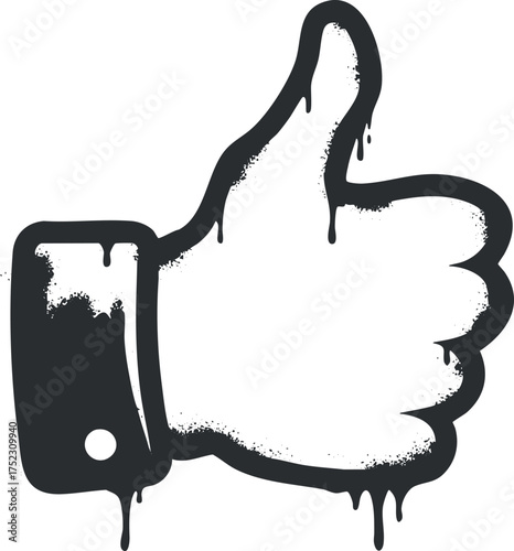 A creative thumbs up symbol with a dripping effect representing approval and positivity.