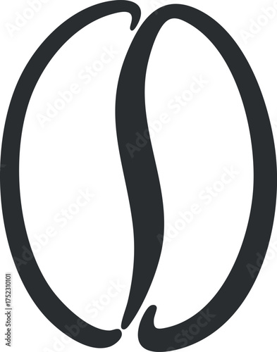 A stylized representation of a coffee bean showcasing its unique shape and texture.