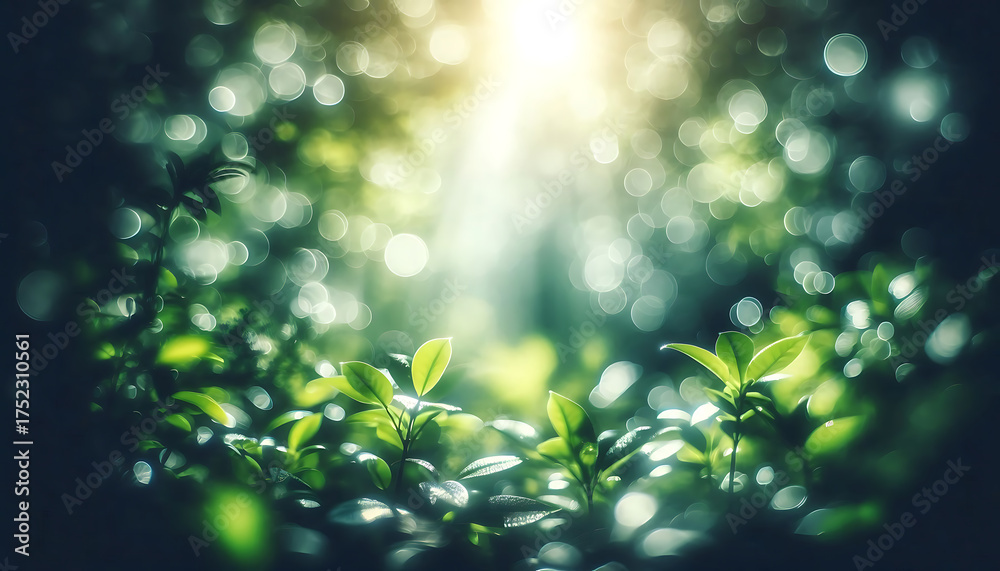 Obraz premium Sunlit Forest Canopy Bokeh Background 