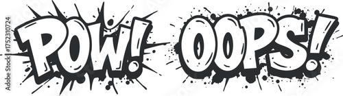 Comic style text graphic featuring the words Pow and Oops with splatter effects.