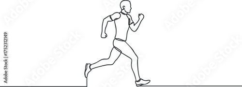 A minimalist illustration of a person running, showcasing movement and athleticism in a dynamic pose.